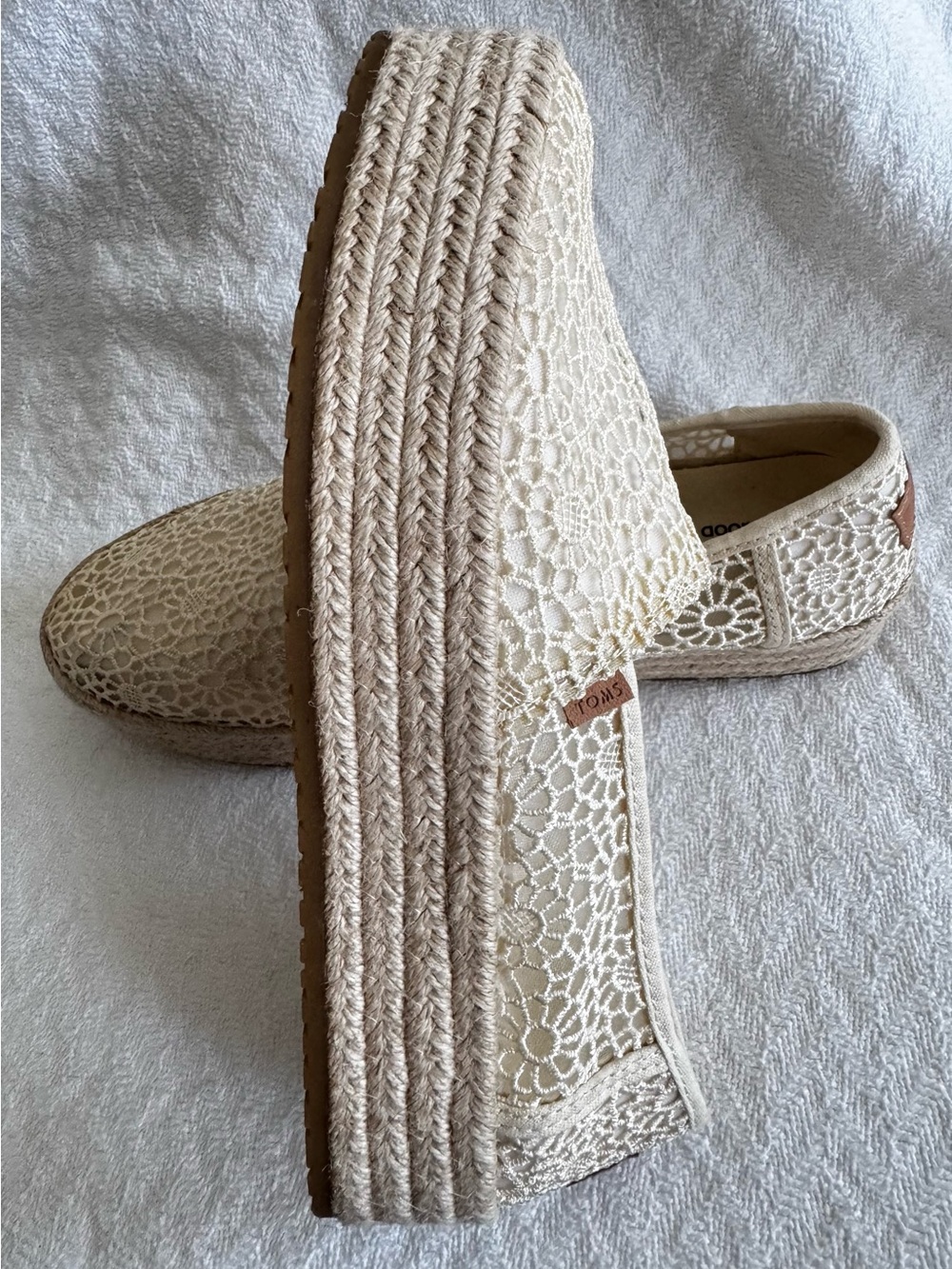TOMS Cream Platform Espadrilles